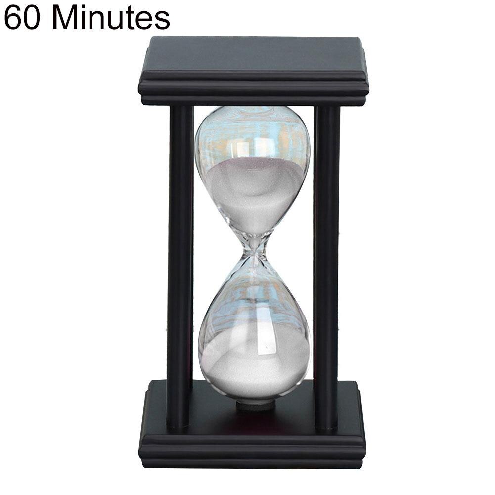 Relógio de areia de madeira, ampulheta de vidro, temporizador de cozinha, escola, decoração de casa, enfeites de mesa, brinquedo educacional para crianças, 45/60min: Black  White 60 Min