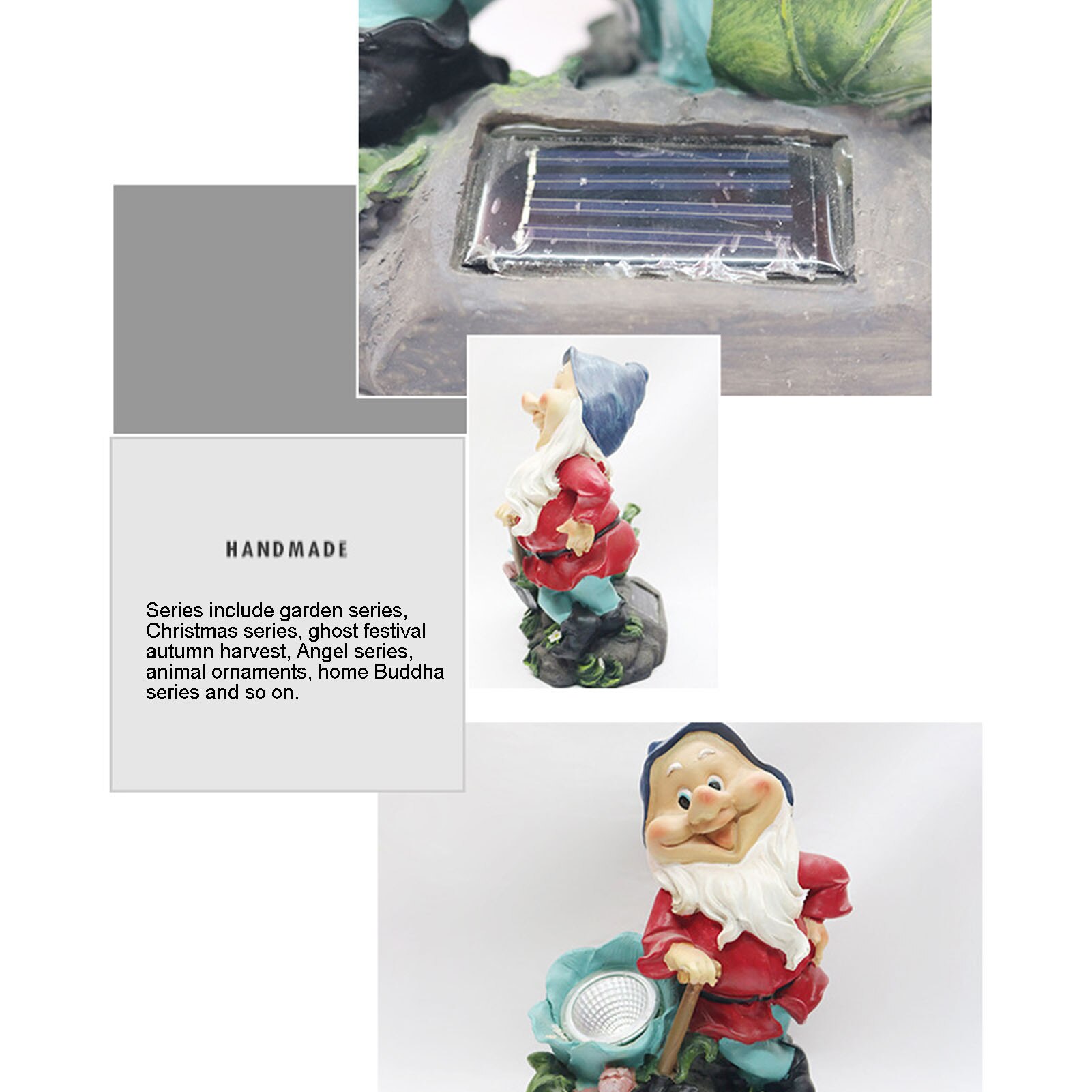 Fairy Garden Miniatures Gnome Dwarf With Solar LED Light Gnome Figurines Garden Gnomes Fairys Resin Dwarf For Garden Decor