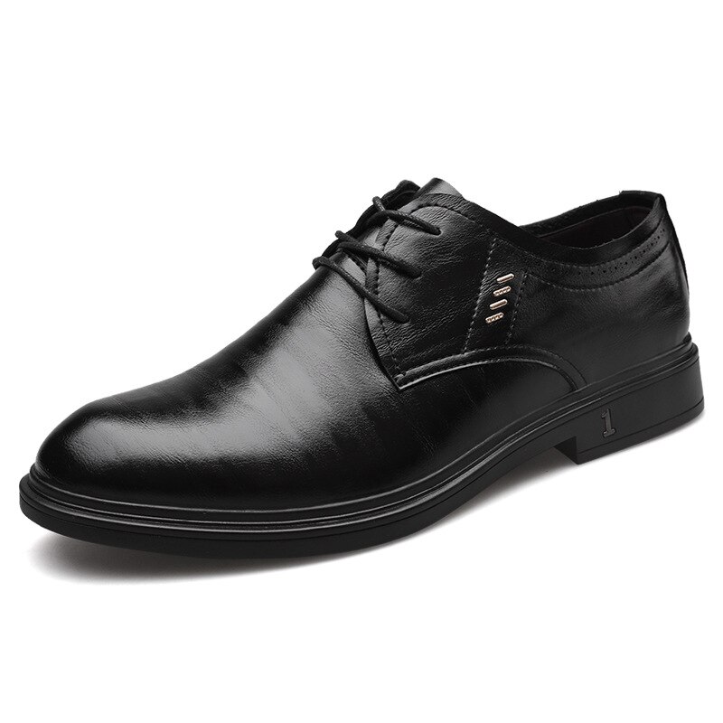 Men Formal Shoes Leather Business Casual Shoes Men Dress Office Round Toe Shoes Male Breathable Oxfords: 7.5