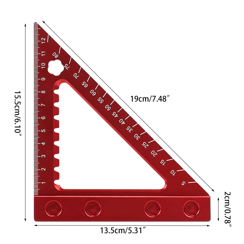 Portable Triangle Ruler Range 15cm Lightweight Right Angle Ruler Carpentry Measuring Tools Double-sided Scale Ruler