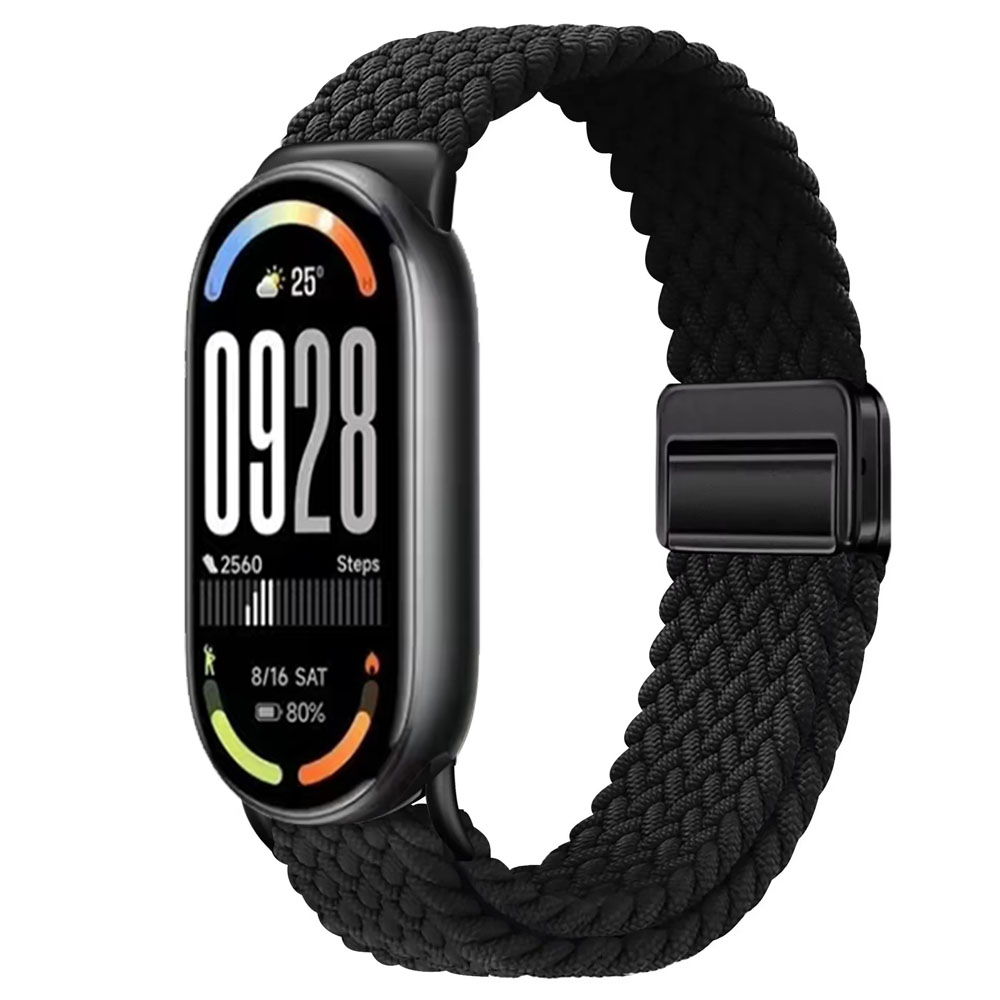 Nylon Strap for Xiaomi Mi Band 9/8 Breathable Sports Wristband Accessories for Mi Band 10 9 NFC Replace Watchband: Black Yellow / 14mm