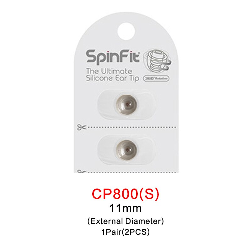 Original dunu spinfit  cp100 cp800 in- øret patenteret silikone øretelefoner øreprop 1 par  (2 stk): Cp800- s (11mm)