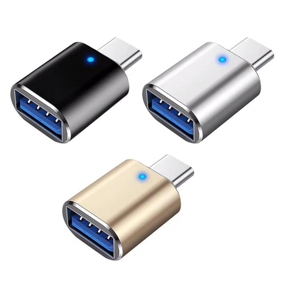 USB-C USB 3,1 tipo C macho a USB 3,0 hembra, convertidor de datos, luz de adaptador, adaptador de datos OTG, Hub USB con luz