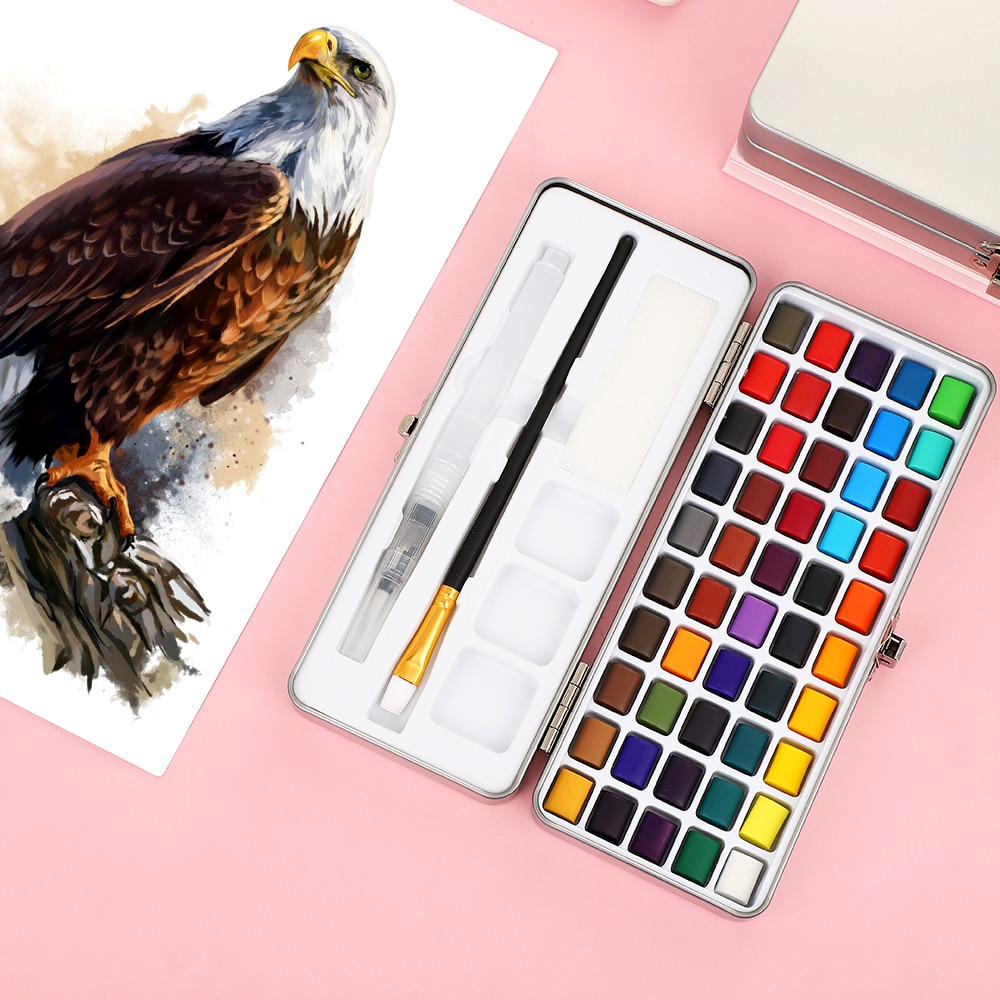 Jianwu ART5 Hoge 50-Kleur Solide Aquarel Verf Doos Draagbare Borstel Pen Olie Verf Artistieke Schilderen Leveringen
