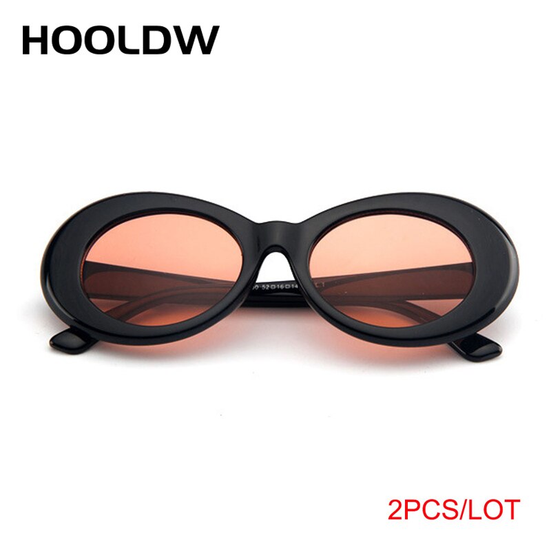 2 st/lot clout goggle kurt cobain solglasögon herr dam vintage ovala runda solglasögon dam  uv400 glasögon gafas de sol: 2 svart orange