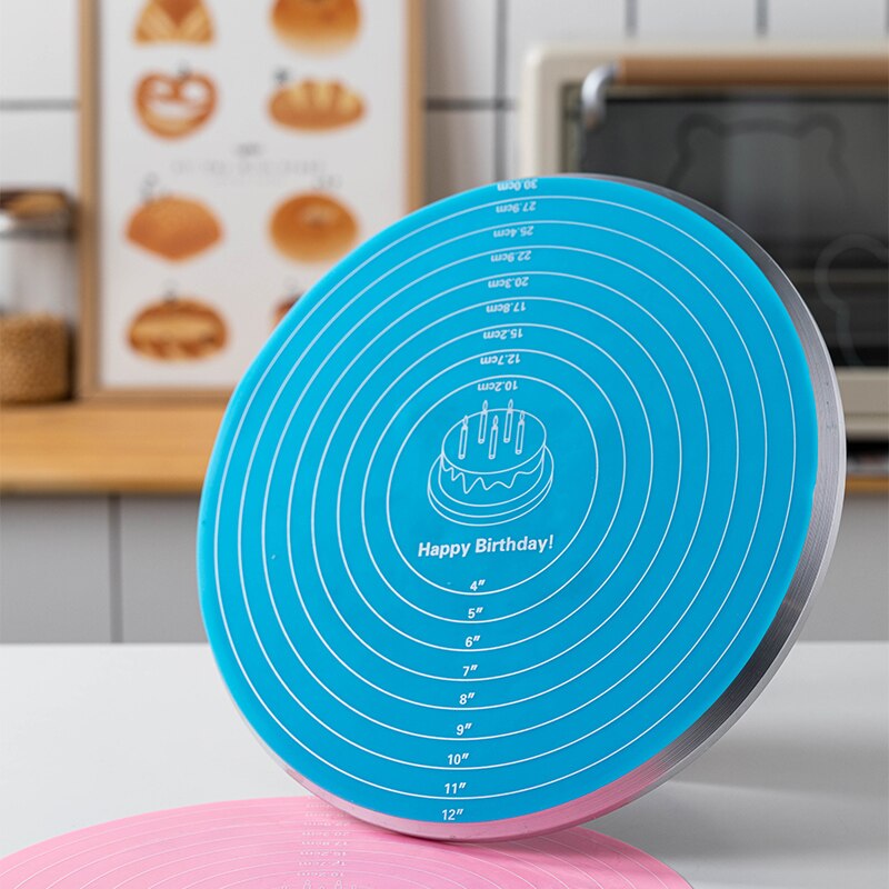 Non-Stick Cake Turntable Stand Silicone Mat Round Silicone Baking Mat With Measurements Heat Resistant Pastry Baking Sheet