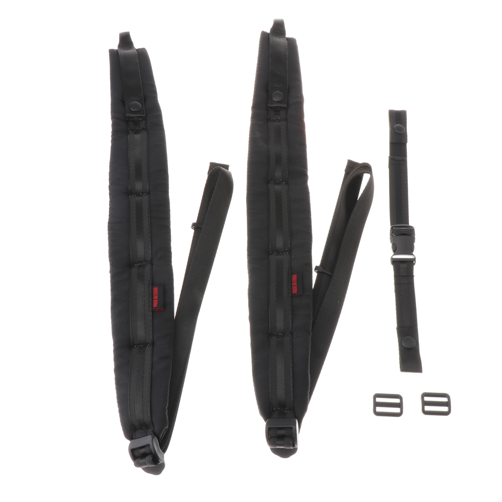 Sæt  of 2 justerbare harmonika rem pu læder harmonika skulderstropper harmonika stropper til 16-120 bas, sort