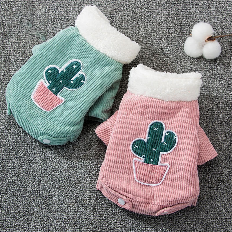 Cute Cactus Pet Clothes Dog Coat Jacket for Dogs Costume Winter Warm Dog Clothes Corduroy Dogs Pets Clothing for Dogs