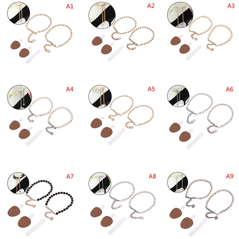 1 Paar Vrouwen Parel Hakken Band Schoen Riem Hoge Hakken Enkel Holding Losse Anti-Skid Bundel Tie Bandjes band Schoenen Decoratie