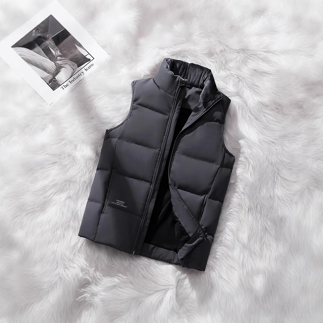 Chaleco de plumón de pato blanco grueso Unisex, chaqueta roja cálida con cuello levantado, chaleco de talla grande para hombres y mujeres, ropa informal de otoño e invierno