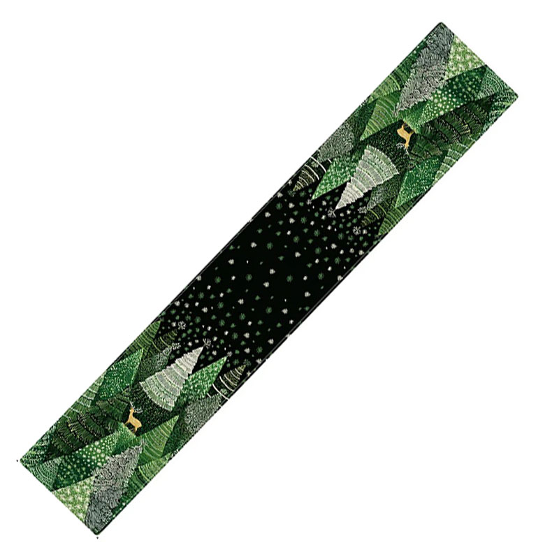 Grön skog jul mönster dekoration bord banner bordsdekoration hem kök restaurang festdekoration: 30*220cm