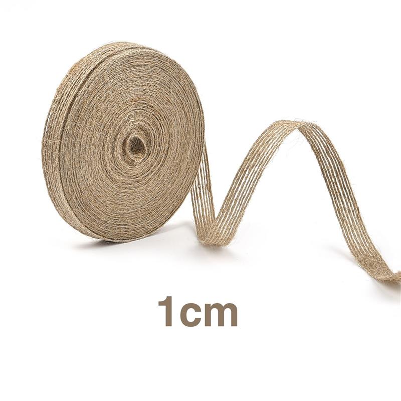 10M/Roll Jute Jute Rollen Hessische Lint Met Kant Vintage Rustieke Bruiloft Decoratie Party DIY Ambachten Kerstcadeau verpakking: Brass