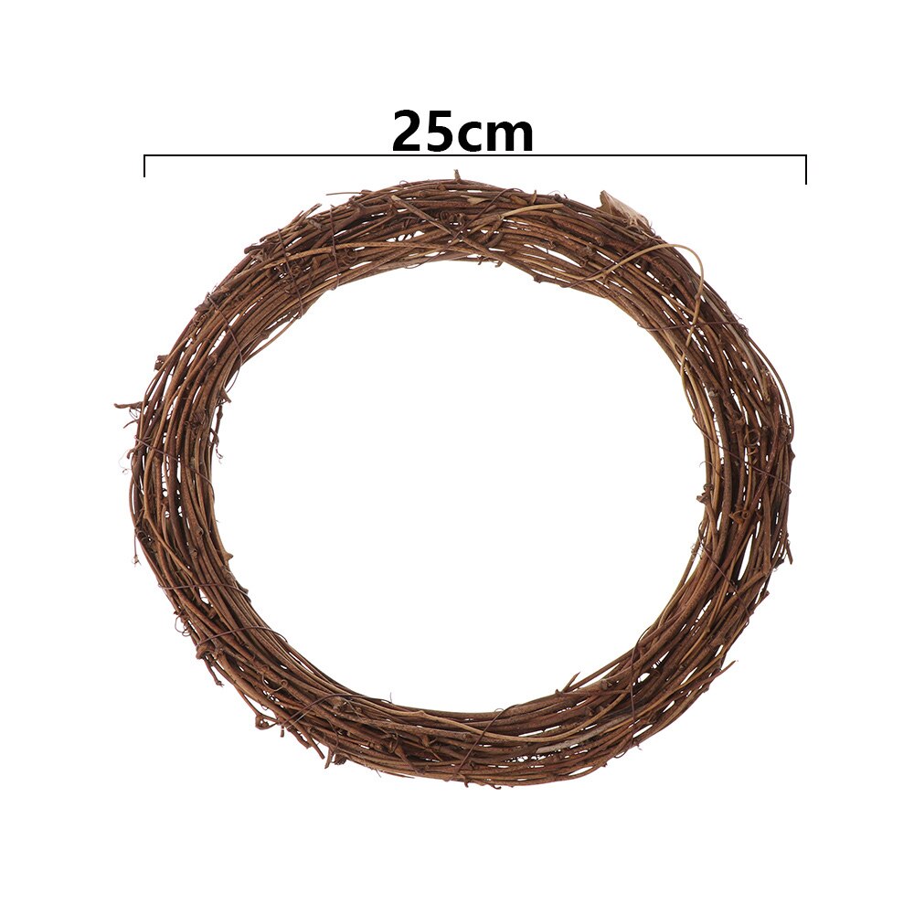 Fest julekrans naturlig rattan krans base dør dekoration halvmåne form rattan krans bondegård dekoration: 25cm runde