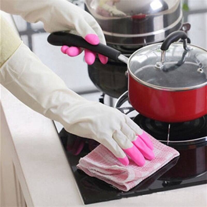 Guantes de látex de manga larga para cocina, manoplas para lavar platos, limpieza del hogar