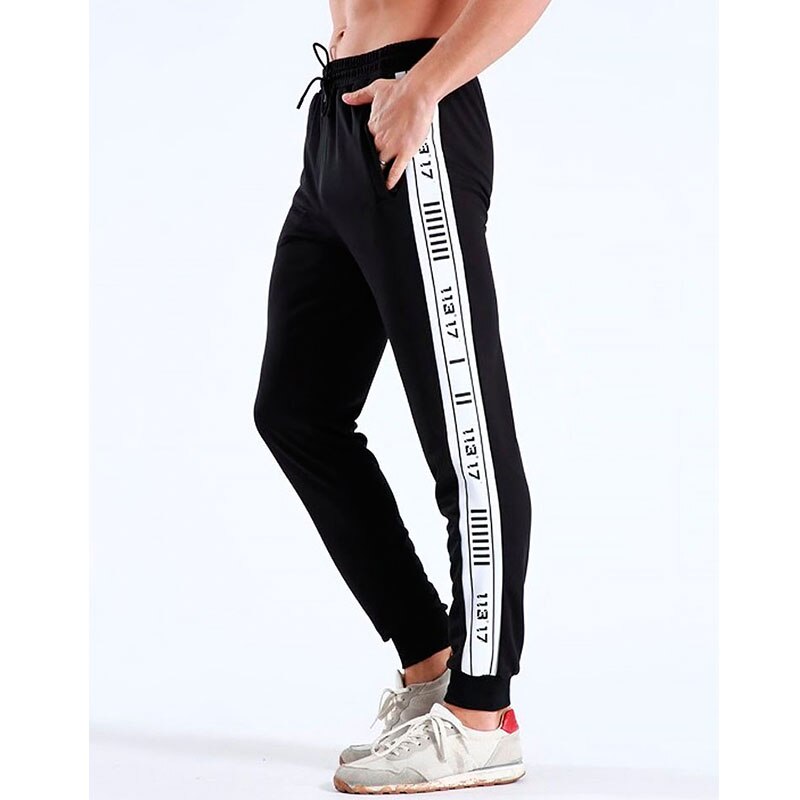 Dos homens joggers calças de fitness fitness esportiva treino bottoms sweatpants magros masculino listra jogging esportes calças casuais