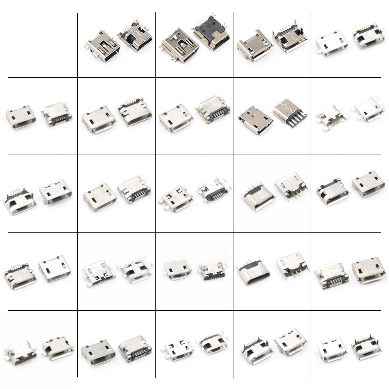 Conector Micro USB 24 modelos de carga de puerto para Samsung/Moto/SONY/HTC ZTE/Huawei/Xiaomi/móvil de Lenovo tablet GPS 240 unids/set