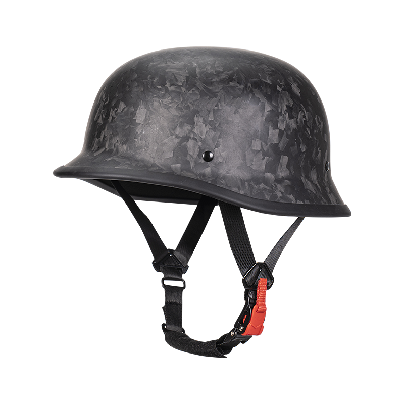 Gesmede koolstofvezel duitse soldatenhelm vintage cruise halfhelm heren motorhelm motorpedaal lichtgewicht