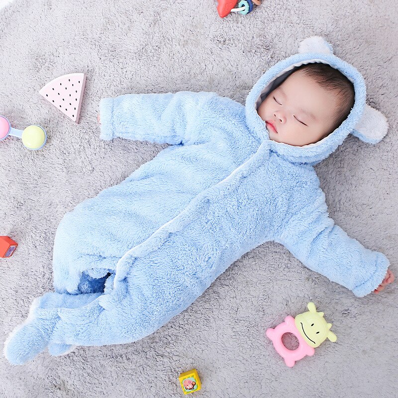 Winter Newborn Baby Romper Costume Baby Boys Clothes Coral Fleece Warm Baby Girls Clothing Animal Overall Baby Rompers Jumpsuit