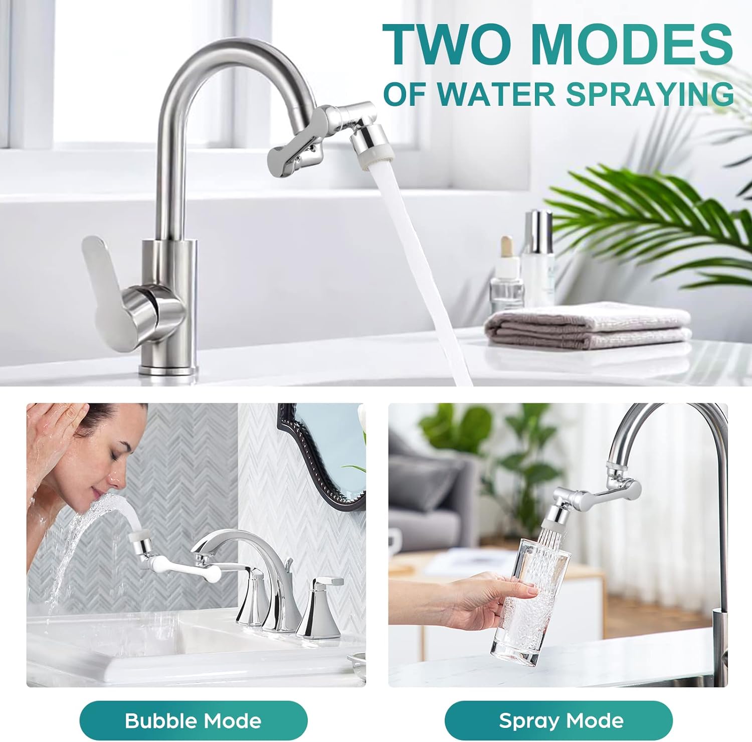 Multifunctioneel 1080° rotatie Kraansproeikop 22/24 mm Adapter Kraanverlenger Beluchter Splash Bubbler-mondstuk Keukenkraan gereedschap