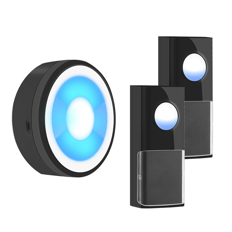 Wireless IP55 Waterproof Doorbell 200m Range USB Home 58 Songs Intelligent Door Call 433MHZ Bell Chime 1 2 Button 1 2 3 Receiver: 2Button 1Receiver