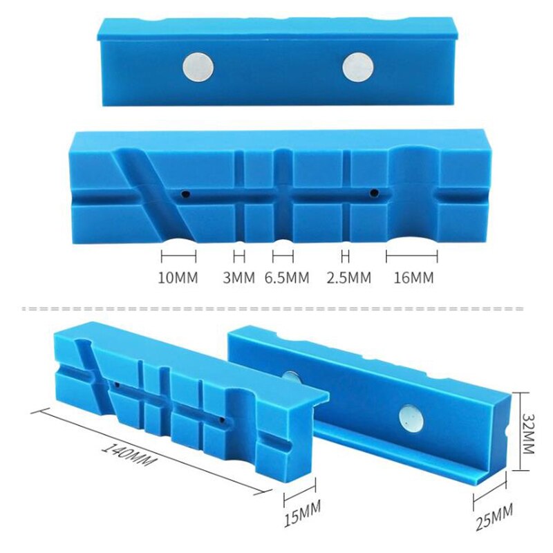 2Pcs Jaw Pad Multi-groove Mill Cutter Vise Holder Grips Magnetic Bench Vise Accessories
