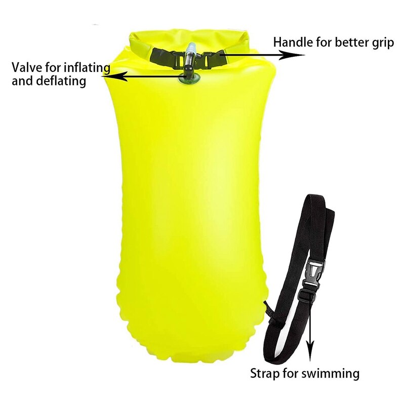 Zwemmen Boei Waterdichte Opblaasbare Dry Bag Zwemmen Veiligheid Vlotter Voor Water Sport, Kajakkers En Snorkelers Zeer Zichtbaar Float