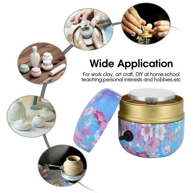 Mini Electric Pottery Wheel Pottery Wheel Ceramic Art Machine Ceramic Clay Tray With Power Adapter for DIY Ceramic Work Clay Art