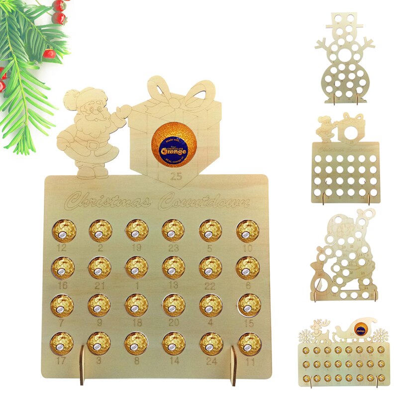 Decorazioni natalizie decorazioni artigianato in legno festa di natale portapacchi per cioccolato conto alla rovescia calendario pendolo