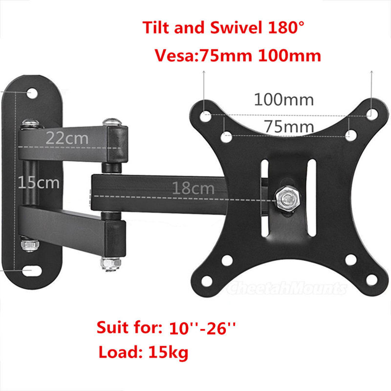 LEORY 10-26 LED LCD TV PC moniteur support mural support inclinable d'angle support rotatif VESA 75 100 pour Samsung pour LG Plasma