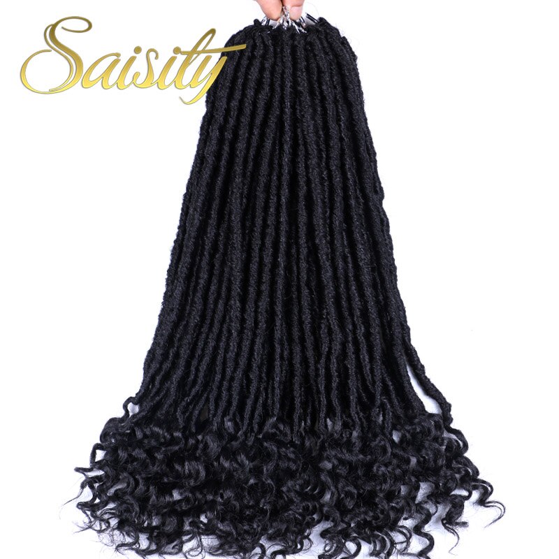 Saisity faux locs jumbo dreads flätor hårförlängningar 20 tum syntetisk mjuk naturlig loc frisyr virkat hår: #1b / 3 st / parti