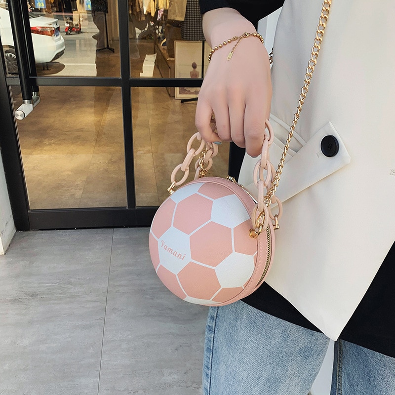 Football Bag Basketball Bag Personality Funny Small Round Bag Handbags For Women Shoulder Bag Leather Messenger Bag