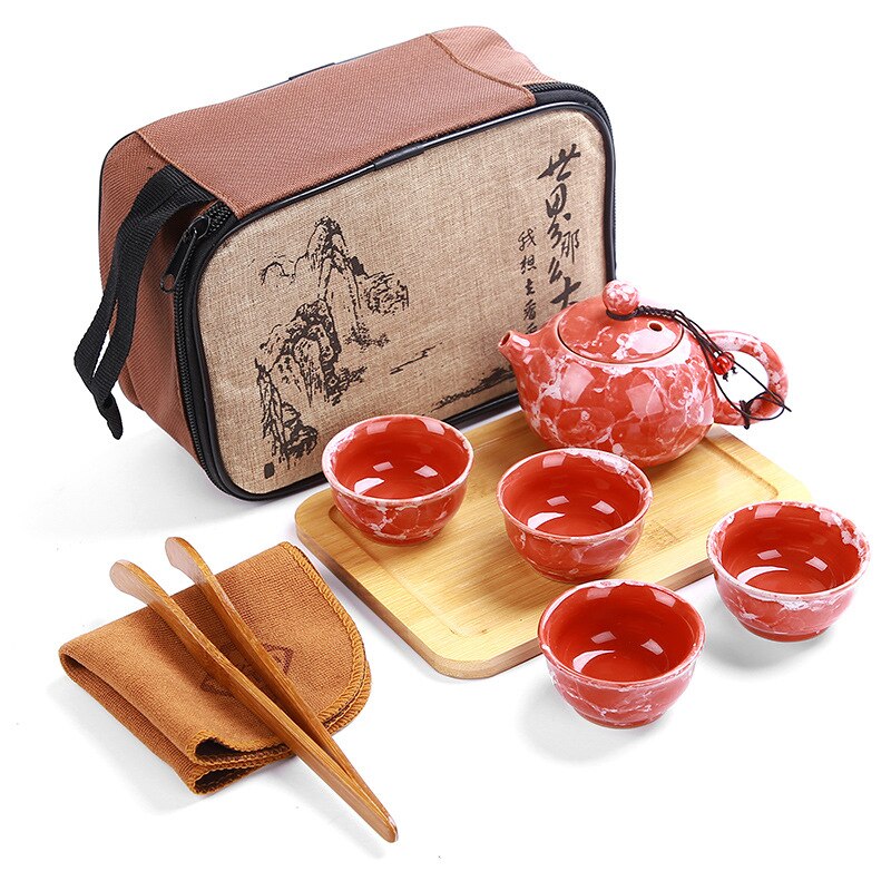 Tragbare Keramik Teegeschirr Set Chinesischen Kung Fu Tee-Set Teekanne Teegeschirr Mit Reisenden Tasche Teaset Gaiwan Tee Tassen Tee zeremonie: 03