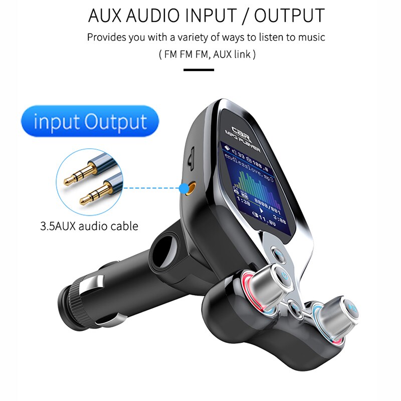 JINSERTA Bluetooth 5,0 FM Transmitter QC 3,0 Schnelle Ladegerät TF-Karte U Disk Auto Mp3 Player Musik ordner schalter AUX In Ausgang