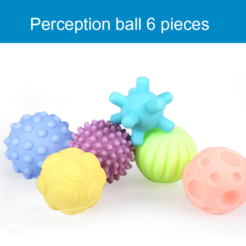 Baby hand ball toys puzzle soft glue tactile massage perception tactile ball baby Manhattan: 6 tactile balls