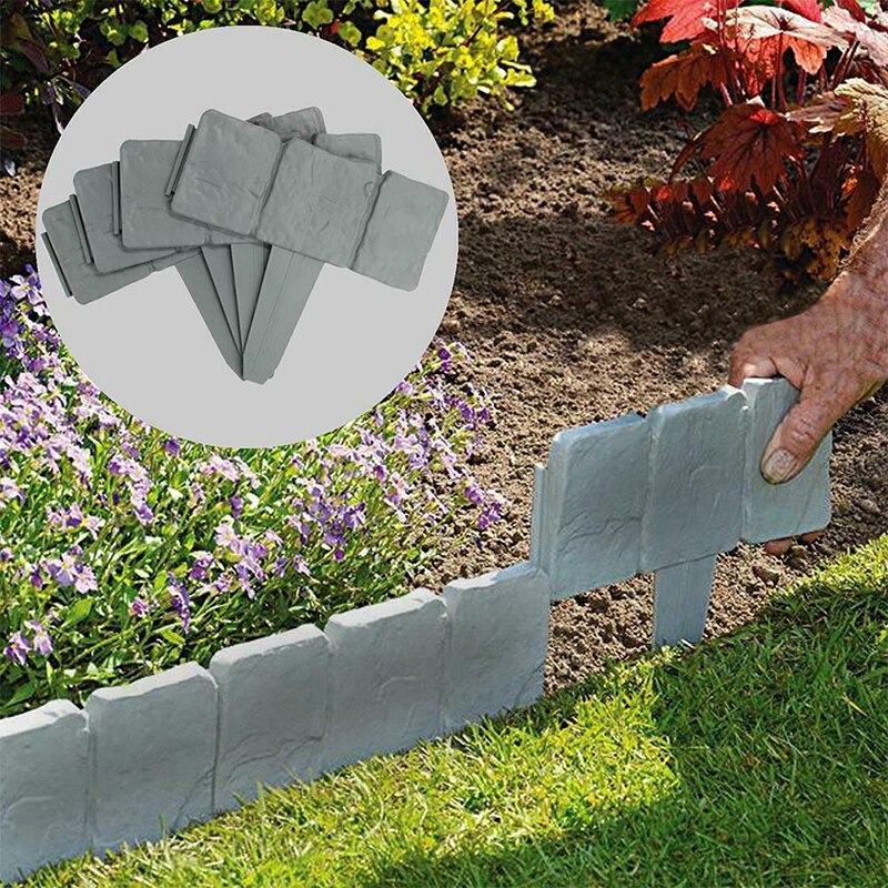 10 Stck Grau Garten Zaun Stein Wirkung Rasen Kanten Anlage Angrenzenden Kopfstein Garten Grenze Kunststoff Rasen Blume Bett Grenze