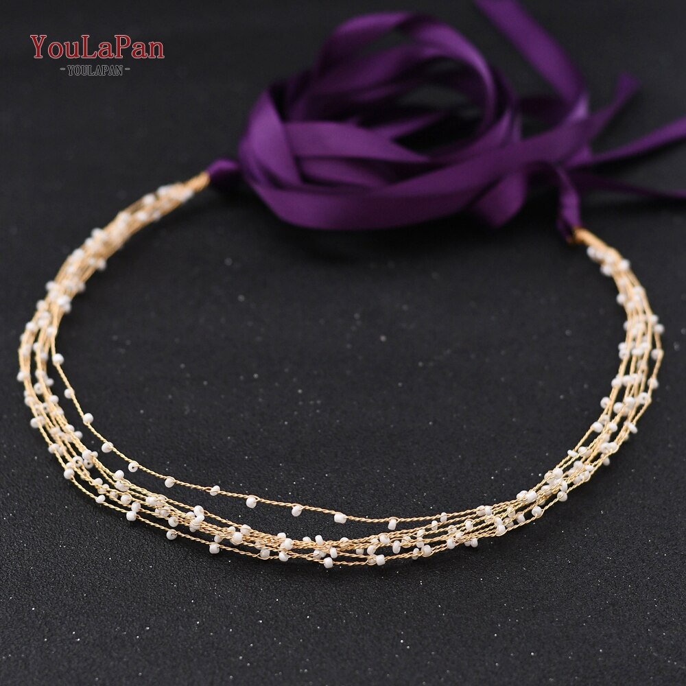 TOPQUEEN, SH28-G, cinturones de novia dorados, faja con cuentas para boda, vestido de , accesorios de boda, cinturón delgado para mujer,: Purple ribbon