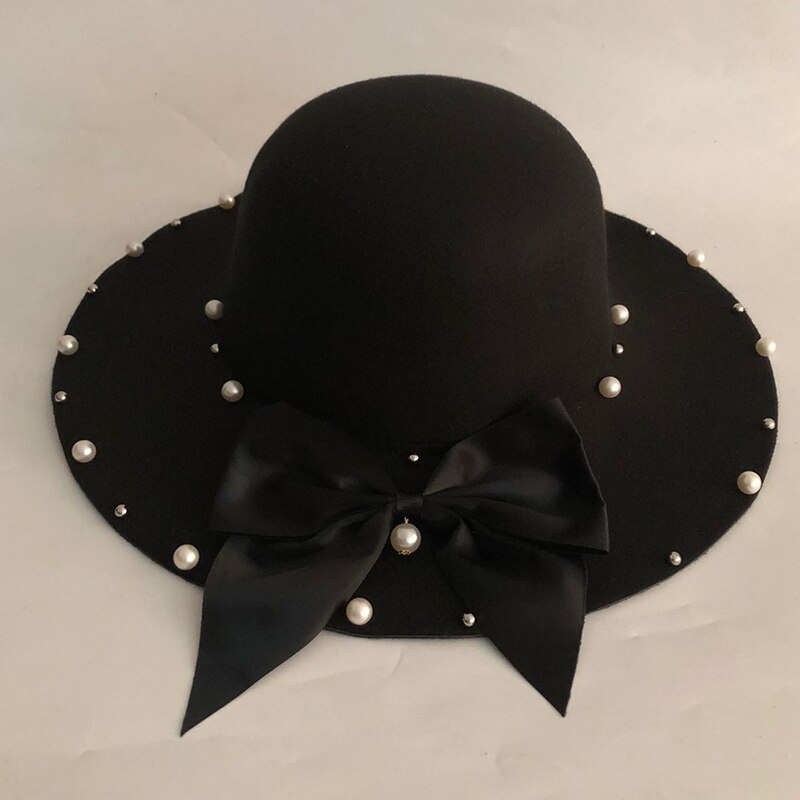 Vinter hatte solid uld blanding sløjfe pære fedoraer til kvinder pige afslappet forårs uld kunstige jazz kasketter simple top hatte