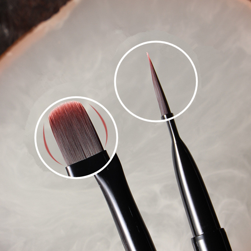 Pincel redondo con mango de madera para decoración de uñas, espátula Triangular, línea de pintura de dibujo, herramientas de manicura de Metal redondas y planas