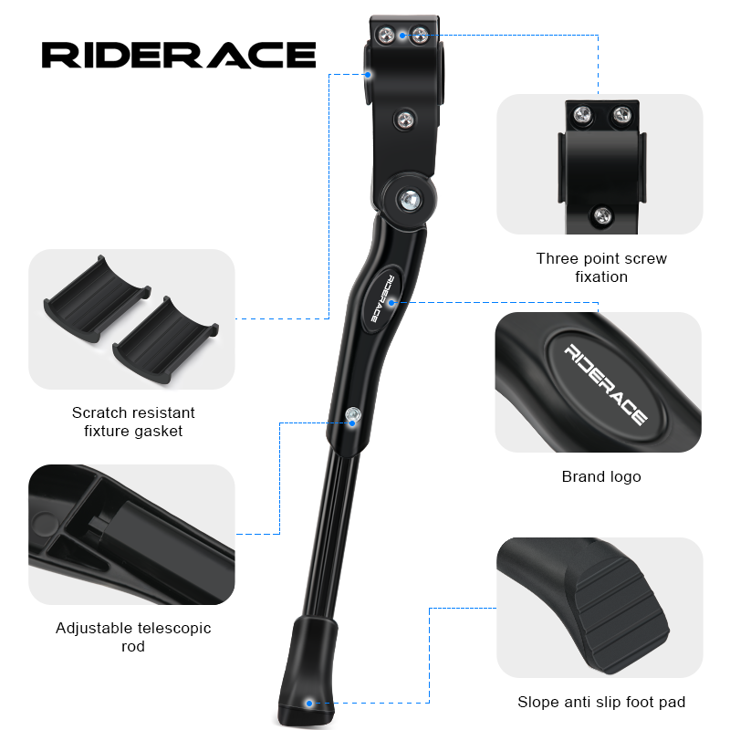 RIDERACE Fahrradständer, verstellbar, Aluminiumlegierung, MTB, Mountainbike, seitlich, hinten, Parkständer, Rennrad, Ständer