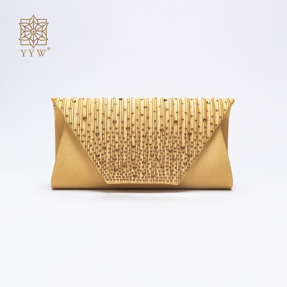 Bolso de mano de color rojo vino, bolso tipo sobre con cuentas de diamantes de imitación coloridos, bolso de hombro para banquete de boda y noche, bolso de satén plisado: Gris oscuro