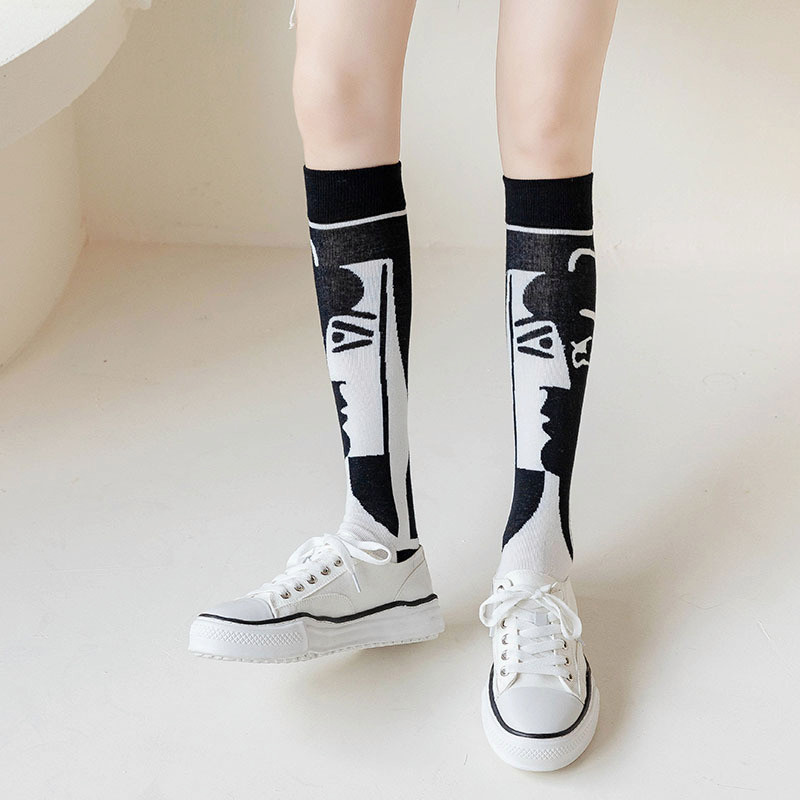 Dreamlikelin Autumn Winter Harajuku Girls Cotton Socks Female Uniform Argyle Socks Wing Rhombus Kawaii High Tube Knee Socks