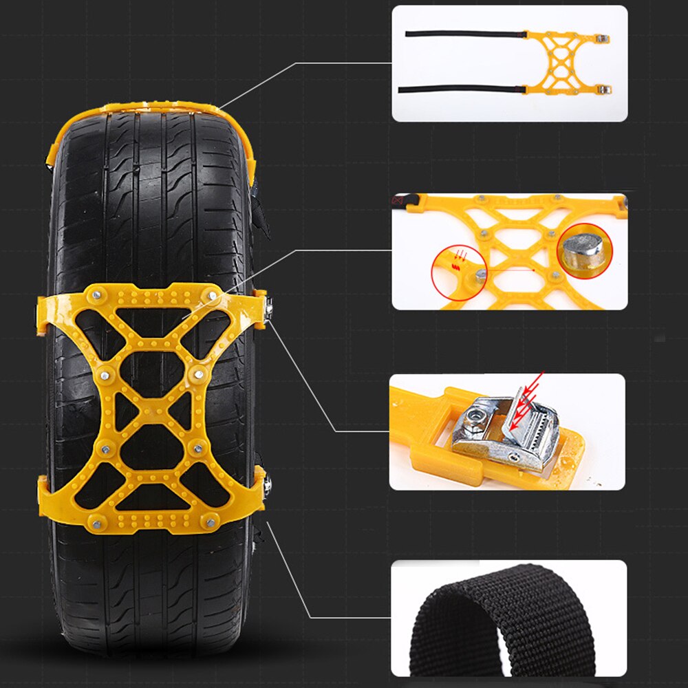 Cadenas de nieve universales de acero para camión, cadenas para ruedas de coche, cadenas de hielo para nieve de 165 ~ 275mm, cadenas para neumáticos de invierno, antideslizantes para suelo de barro