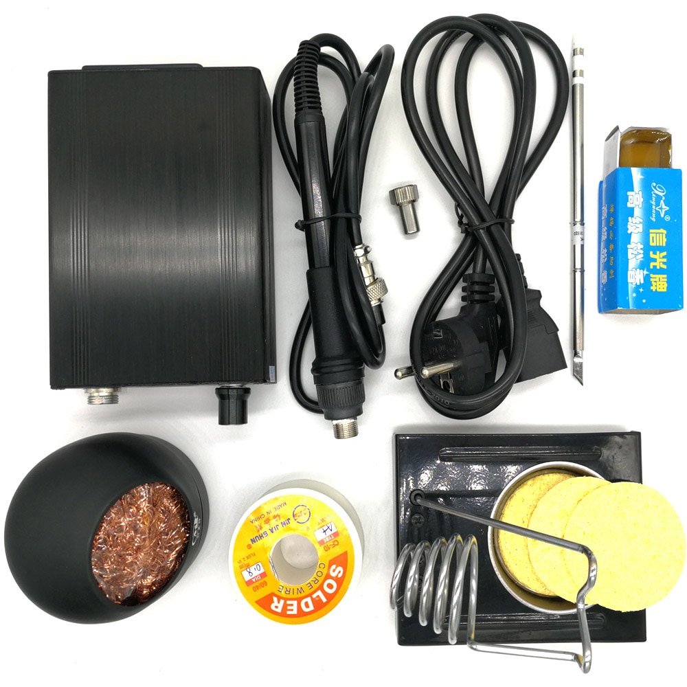 QUICKO STC Digital Soldering Iron Station+T12 Handle+Iron Stand+Solder Core Wire+Carton Rosin+Sponge+Cleaner Wire V2018