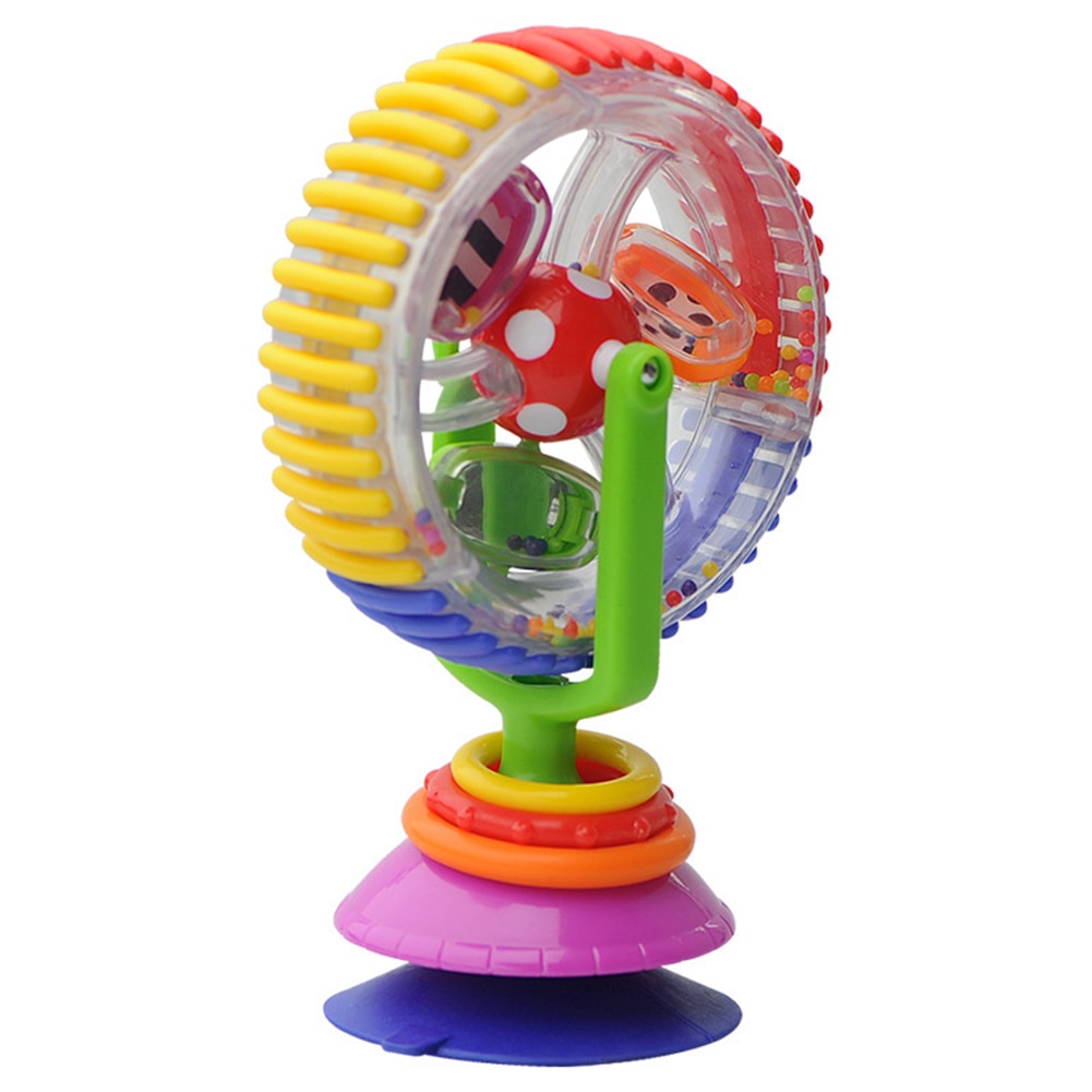 3-color Rotating Ferris Wheel Rattle Baby Toy Colorful Ferris Wheel Stroller Dining Chair with Suction Cup Early Education Toy
