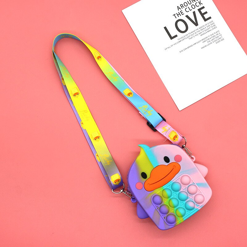 New little yellow duck pop it kawaii cute toy shoulder bag lalafanfan squishy anti-stress relieve squeeze toy for children: Color