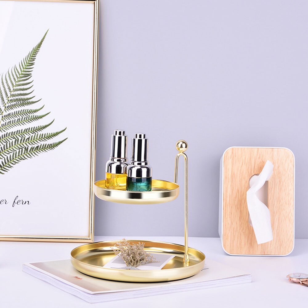 Simpel tredimensionel smedejerns opbevaringsbakke nordisk minimalistisk rosa guld spejlbund sekskantet bakke boligindretning