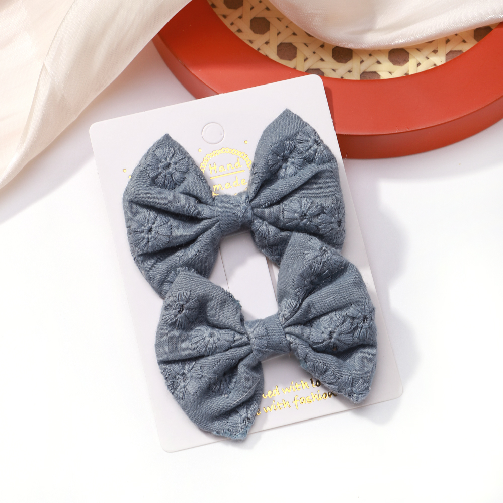 2 unids/set de pinzas para el cabello con lazos bordados, horquillas sólidas para niñas, pasadores de algodón hechos a mano, pasador de pelo de mariposa para niños, sombreros coreanos: Naranja