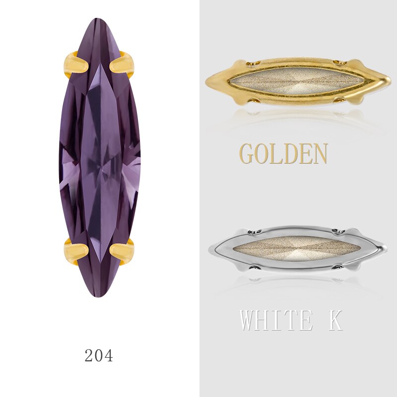 Paardenoogvormige strass steentjes met koperen klauwen om op kleding en tassen te naaien, koperen strass steentjes, kristalsteentjes set: 4 x 15mm gouden 10 stuks / Amethist