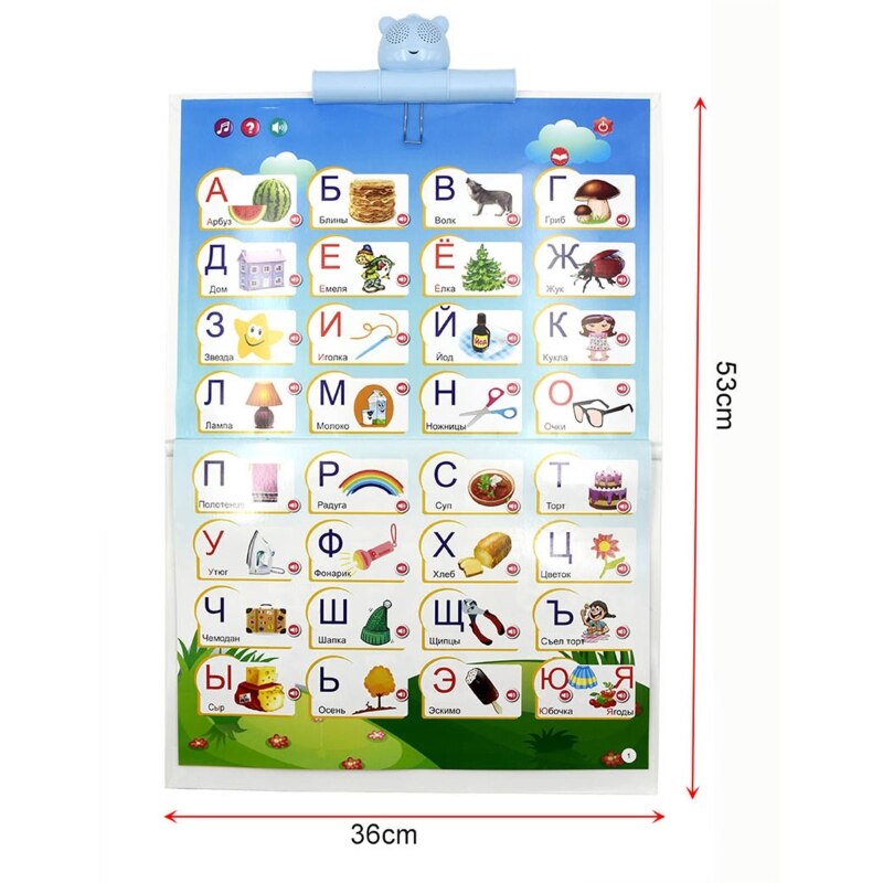 Russian Interactive Multi-function Talking Poster Letter ABC Number Ealry Education For Kids Toddler