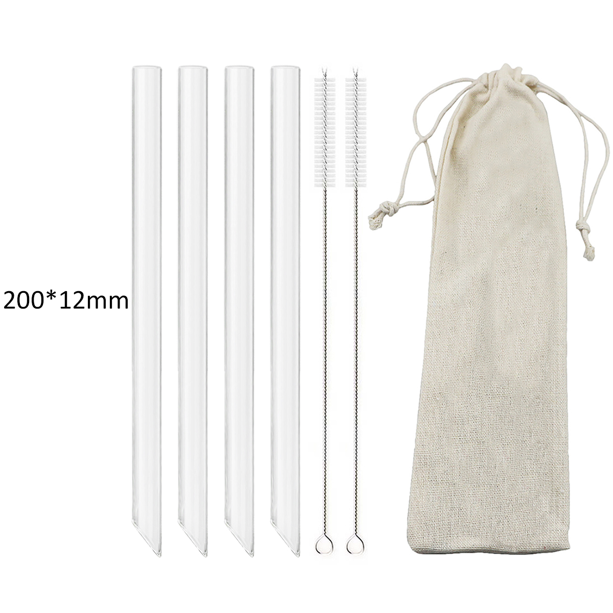 High Borosilicate Glass Straws Straight Reusable Drinking Straw Boba Bubble Tea Milk Smoothies Fruit Cocktails Bar Accessories: army green